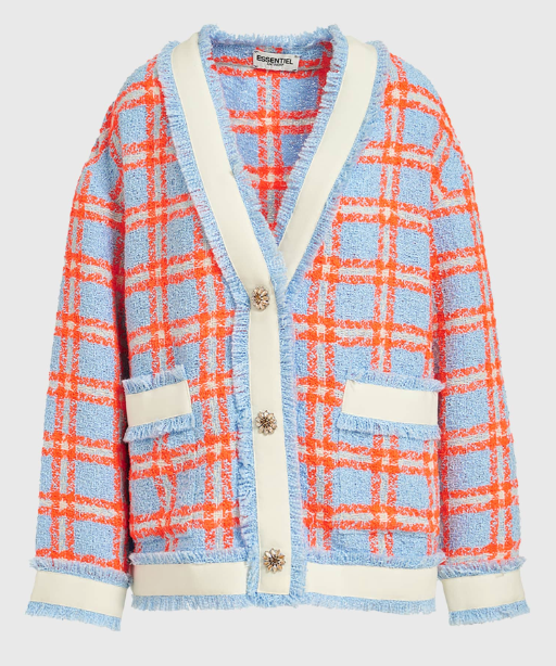 Essentiel Antwerp Folivia Oversized Check Cardigan Jacket size L