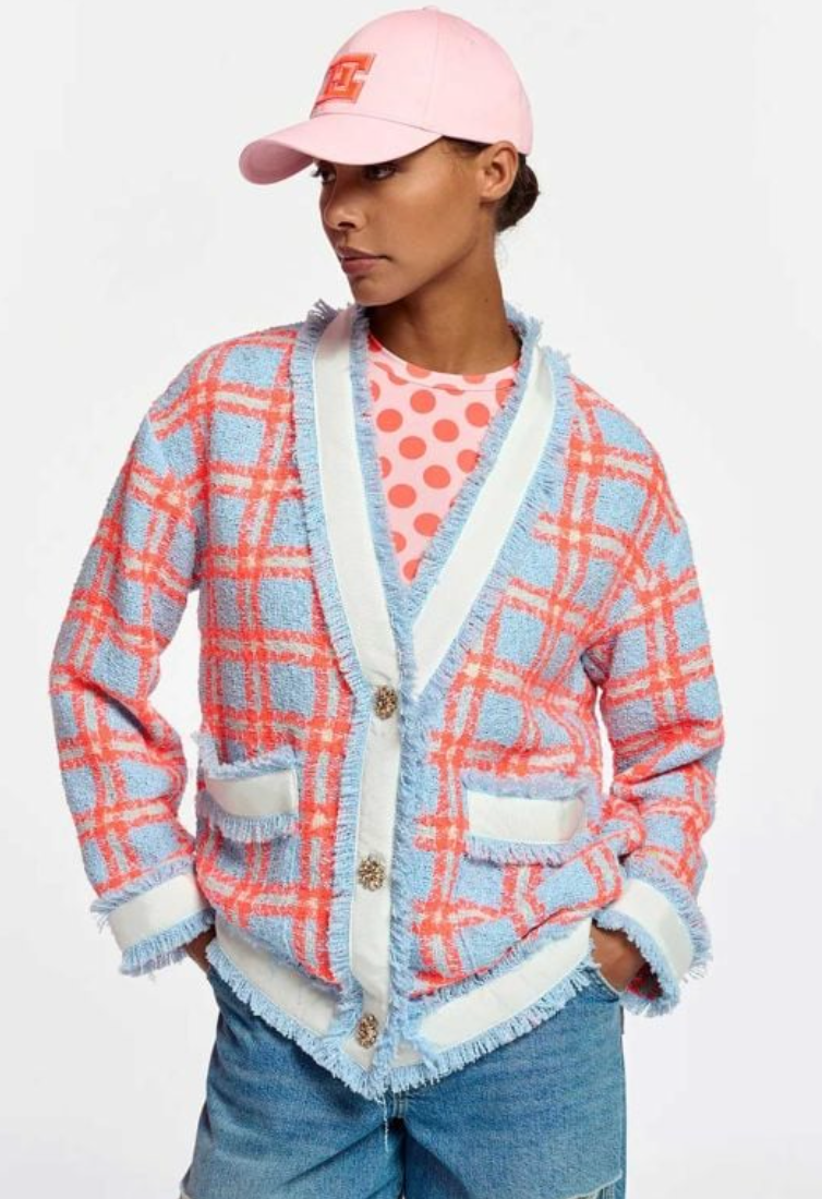 Essentiel Antwerp Folivia Oversized Check Cardigan Jacket size L