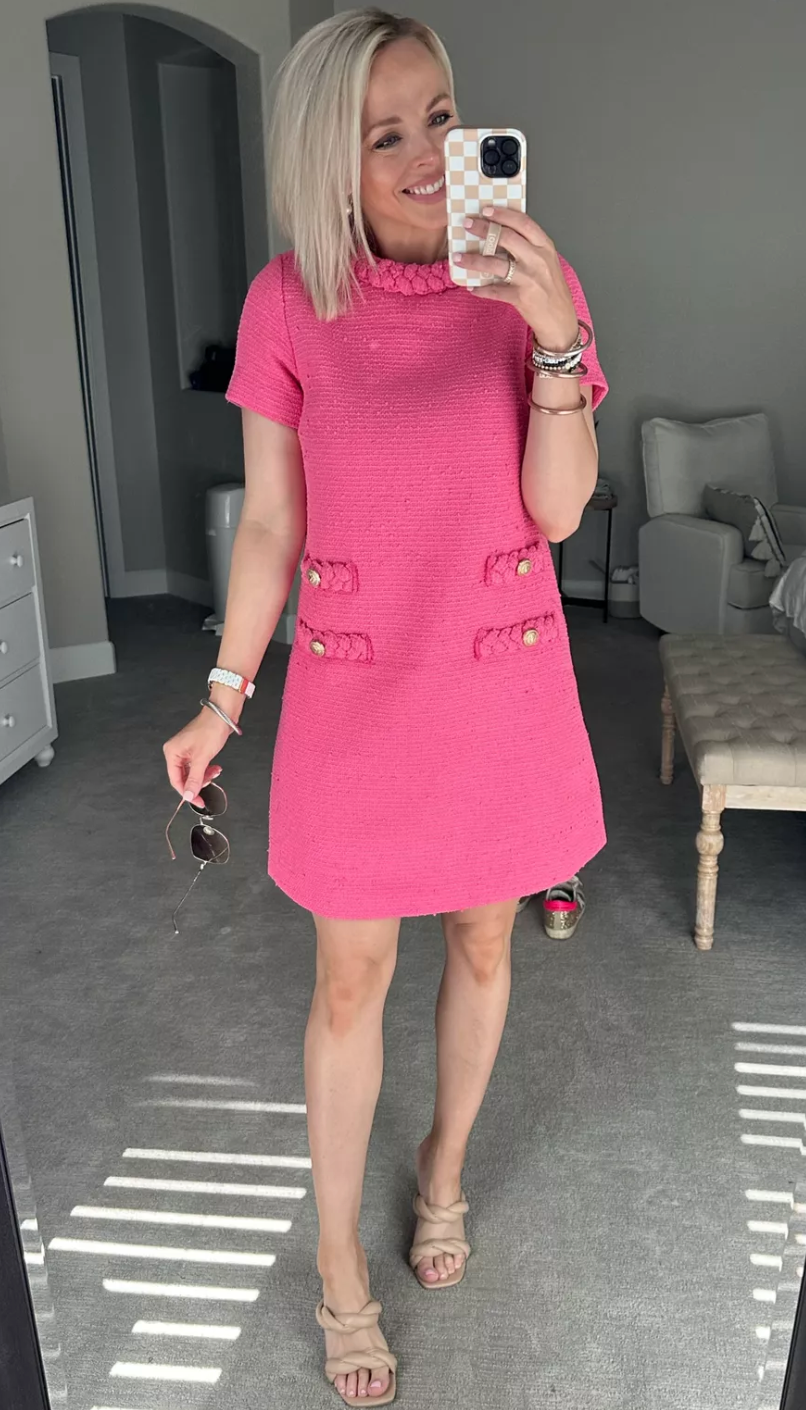 Tuckernuck Pink Tweed Jackie Mini Dress size XS
