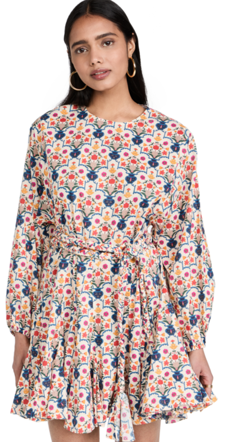 Rhode Ella Belted Floral Mini Dress In Harmony size S