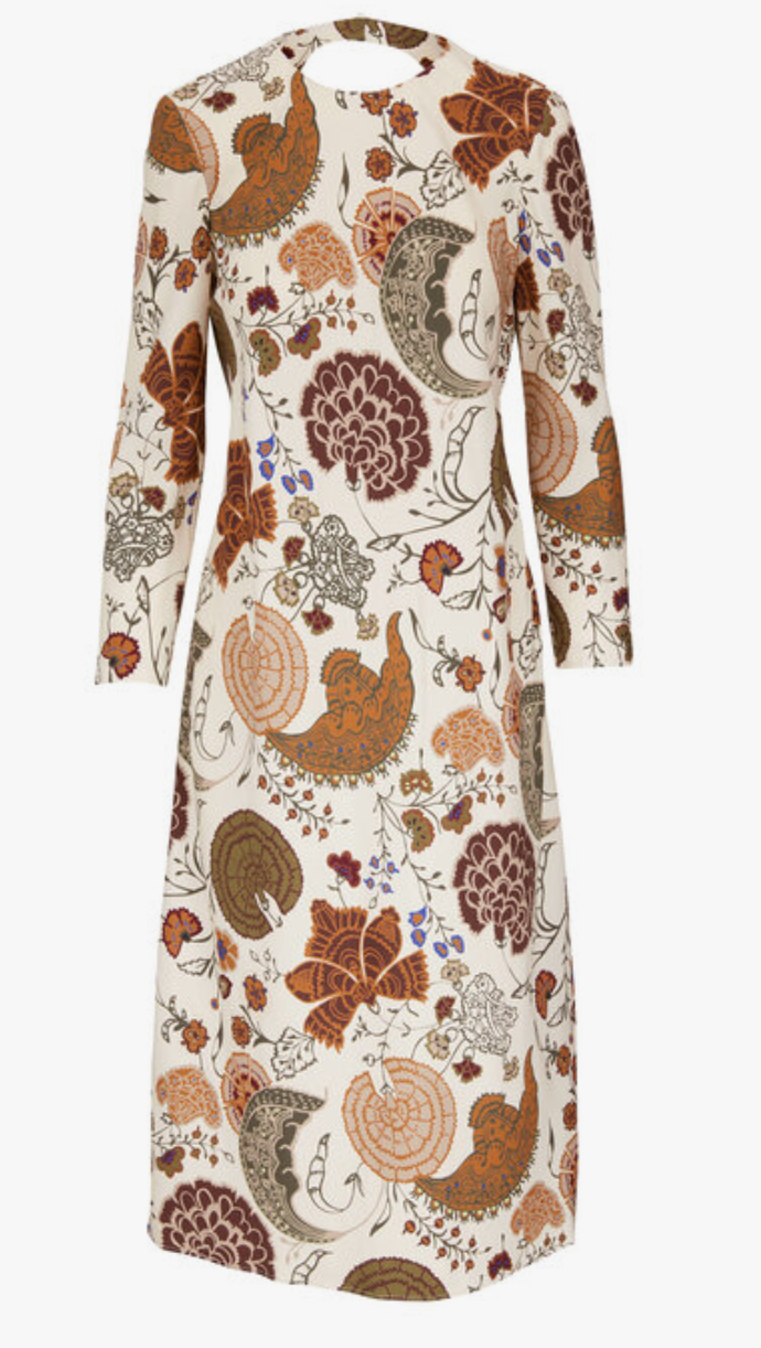 Lafayette 148 Tan Floral Print Midi Dress size 14