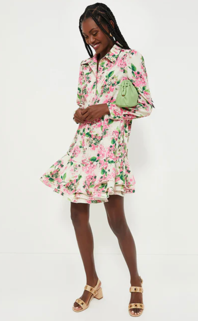 Tuckernuck Gossamer Pink Hydrangea Callahan Shirt Dress size XS