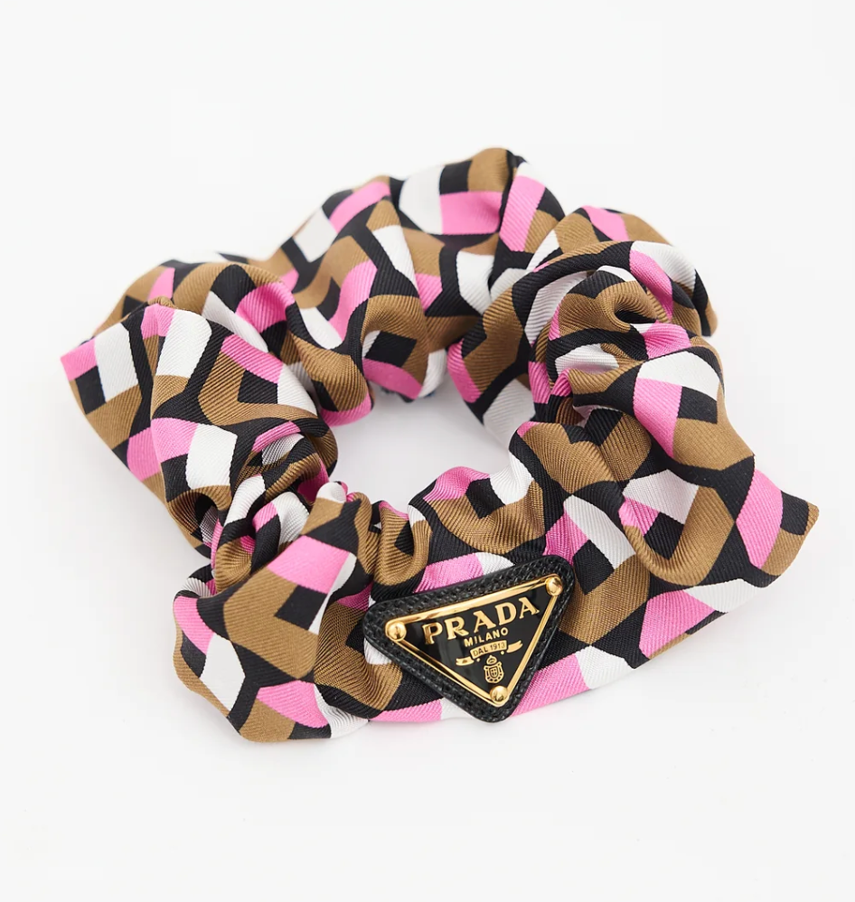 Prada Silk Geometric Scrunchie
