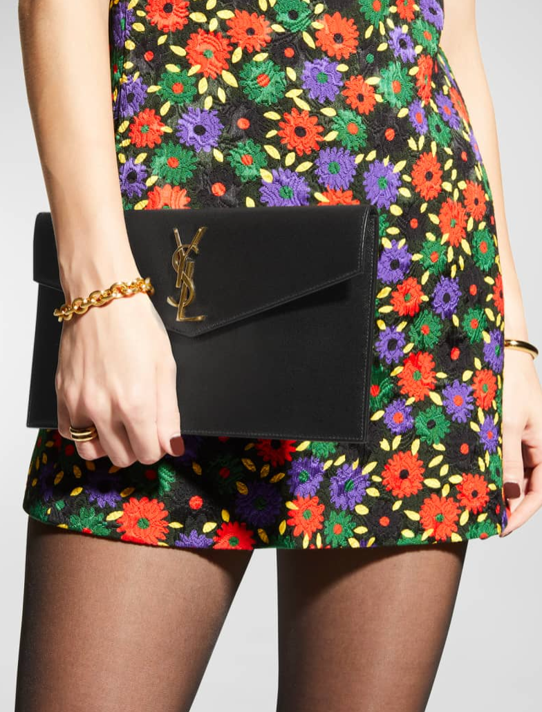 YSL Uptown Pouch in Grained Leather