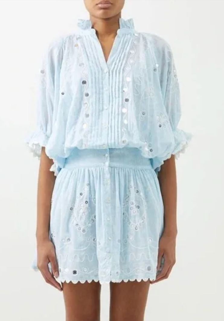 Juliet Dunn Mirror Embellished Blouson Dress size 2/4