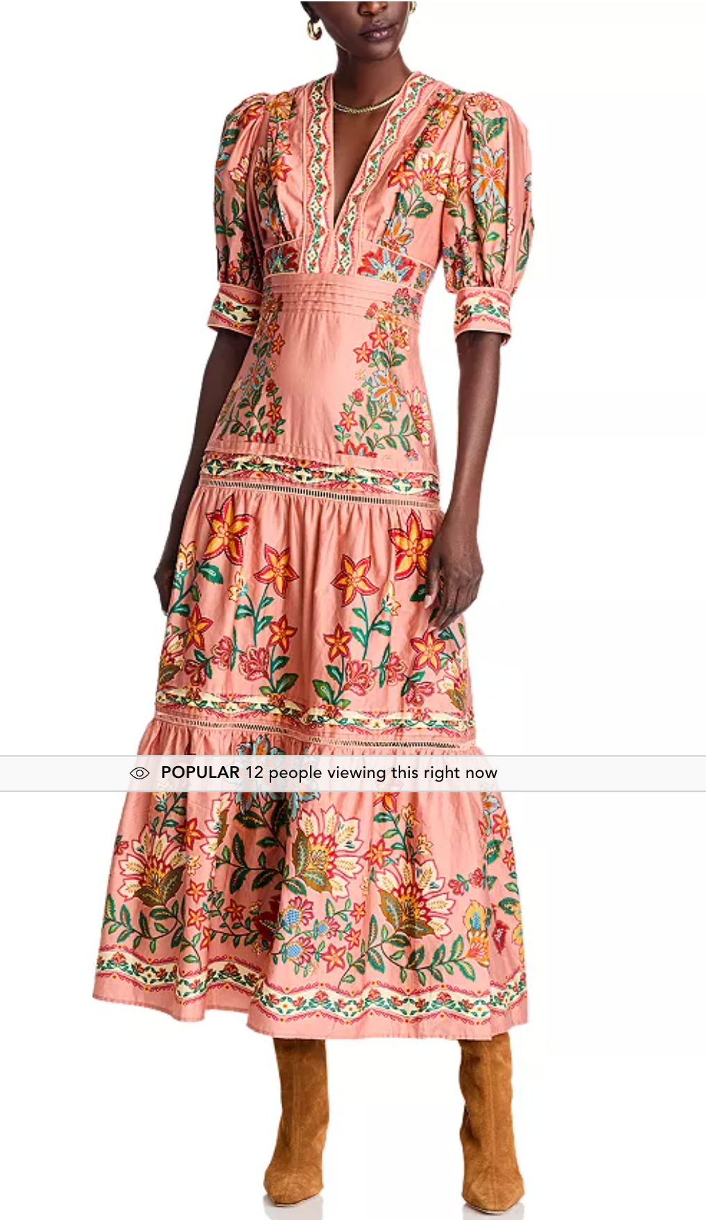 Farm Rio Pink Garden Delight Short Sleeve Maxi Dress size M