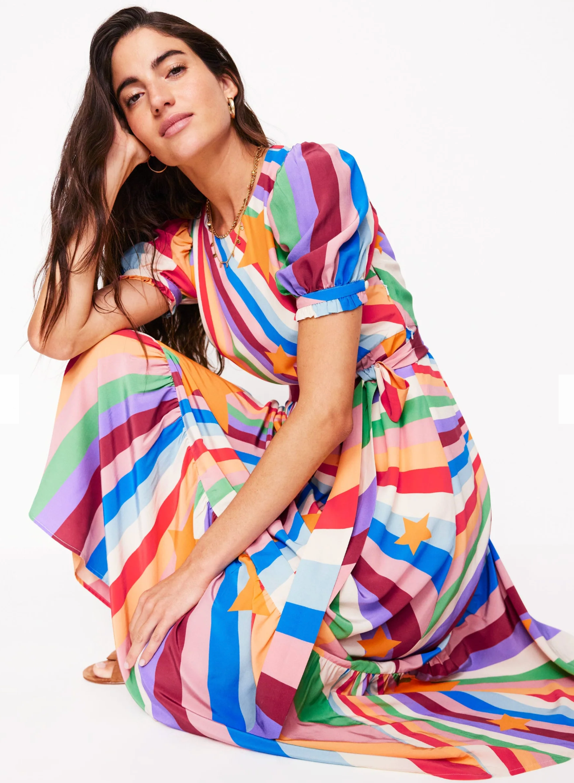 Boden Blouson Crew Neck Dress in Supernova size 6