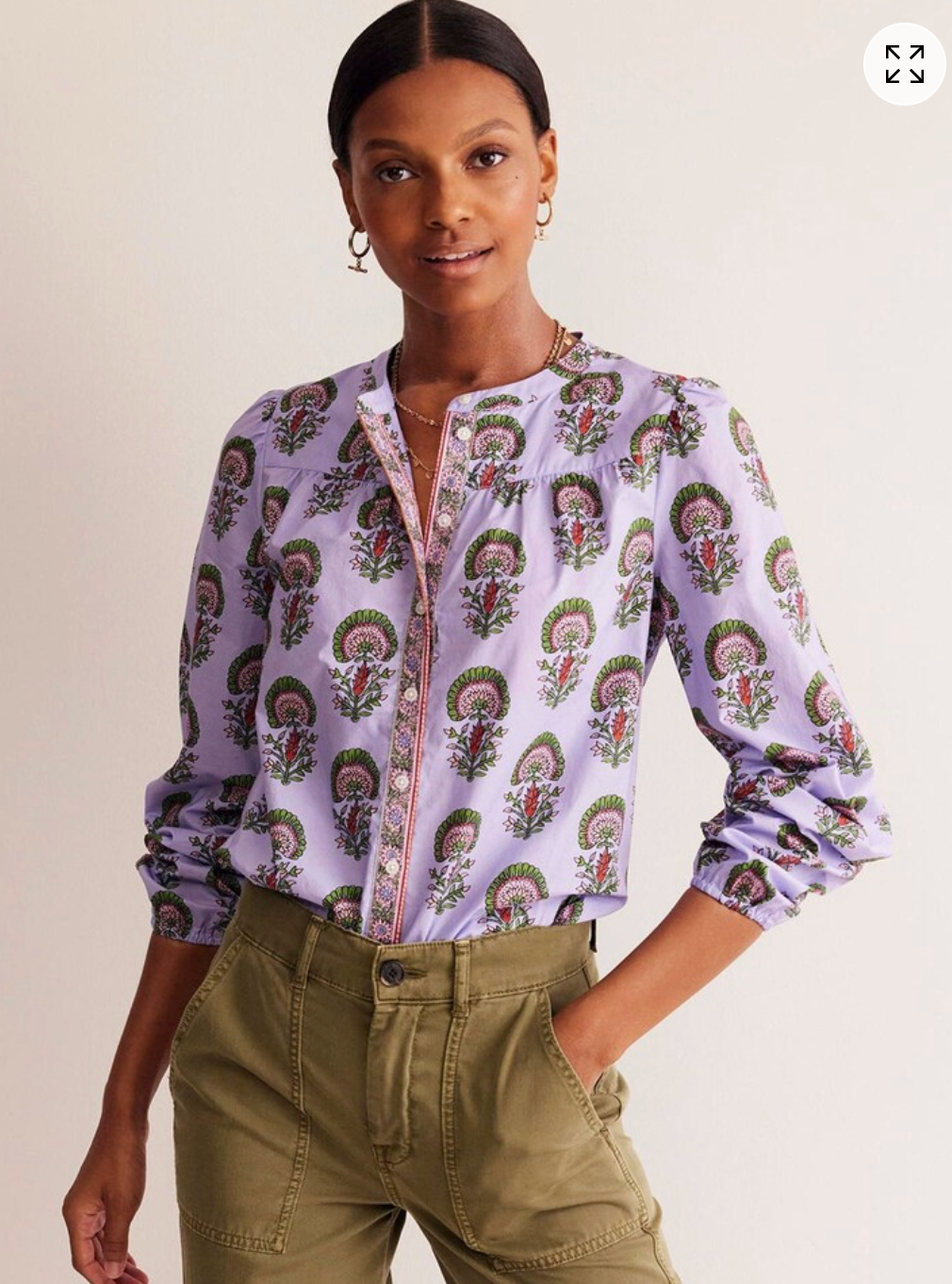 Boden Purple Savannah 100% Cotton Blouse size 12