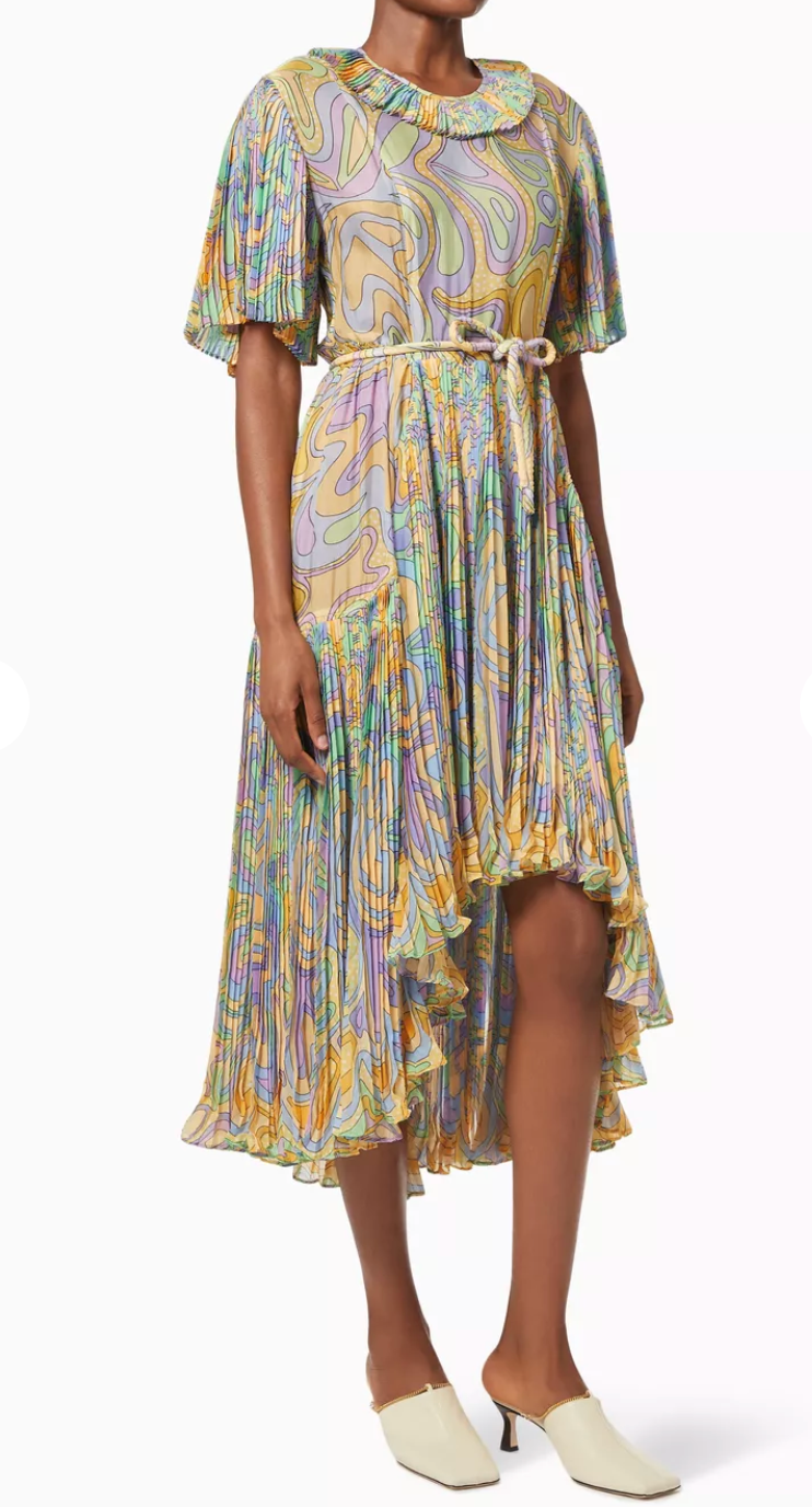 Celia B Violeta Silk-blend Dress Pleated size L