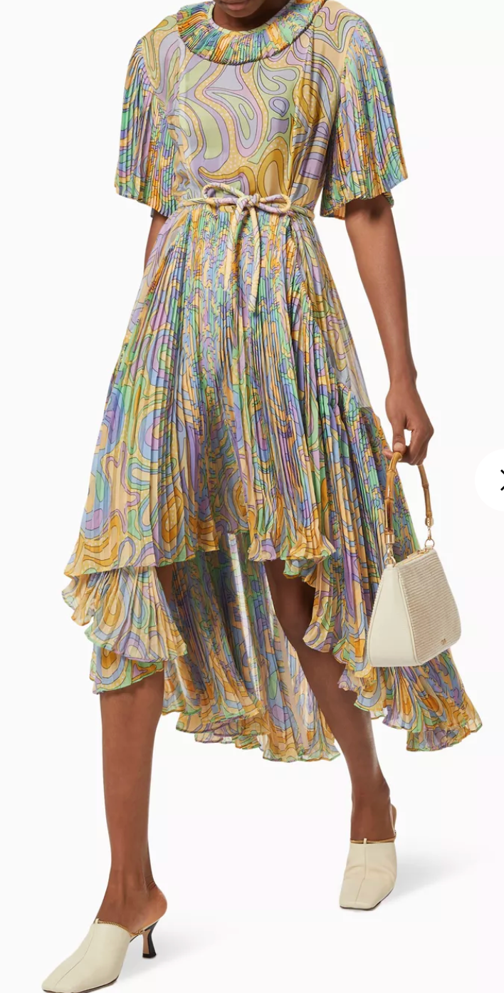 Celia B Violeta Silk-blend Dress Pleated size L