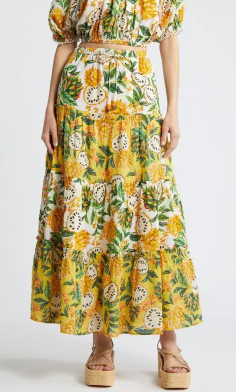 Farm Rio Biriba Print Cotton Maxi Skirt size S