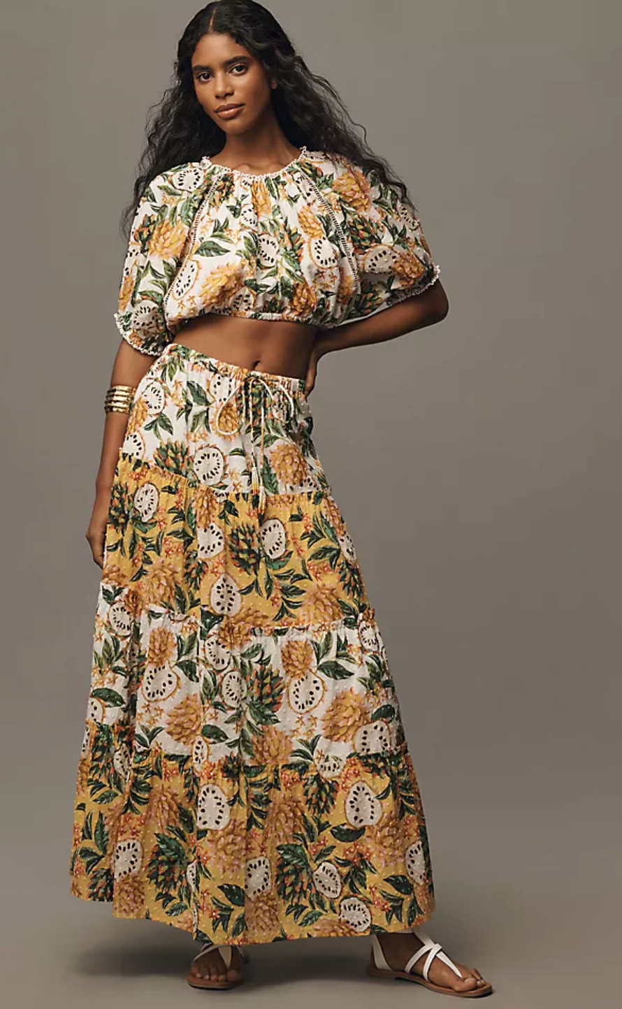Farm Rio Biriba Print Cotton Maxi Skirt size S