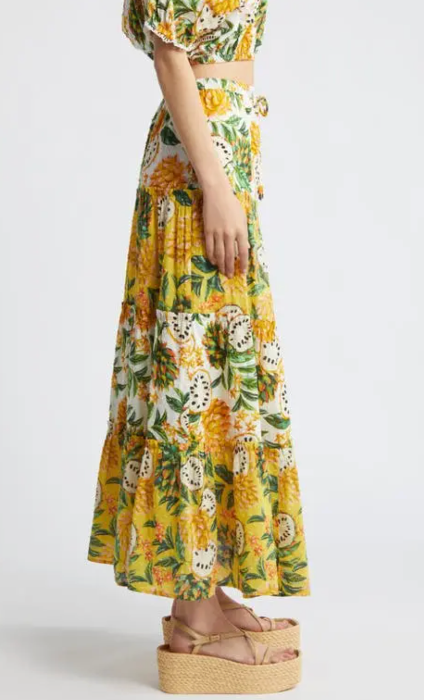 Farm Rio Biriba Print Cotton Maxi Skirt size S