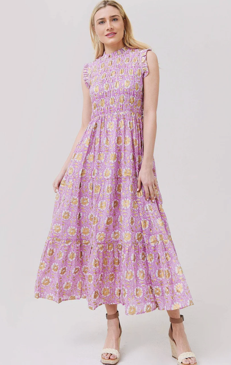 Oliphant Smocked Maxi Dress size S