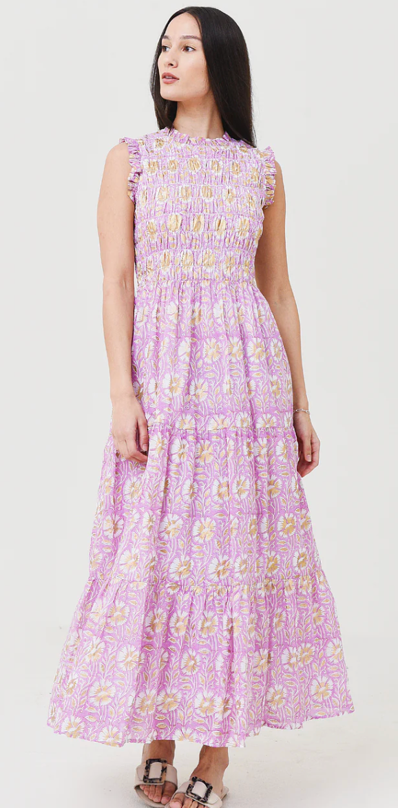 Oliphant Smocked Maxi Dress size S