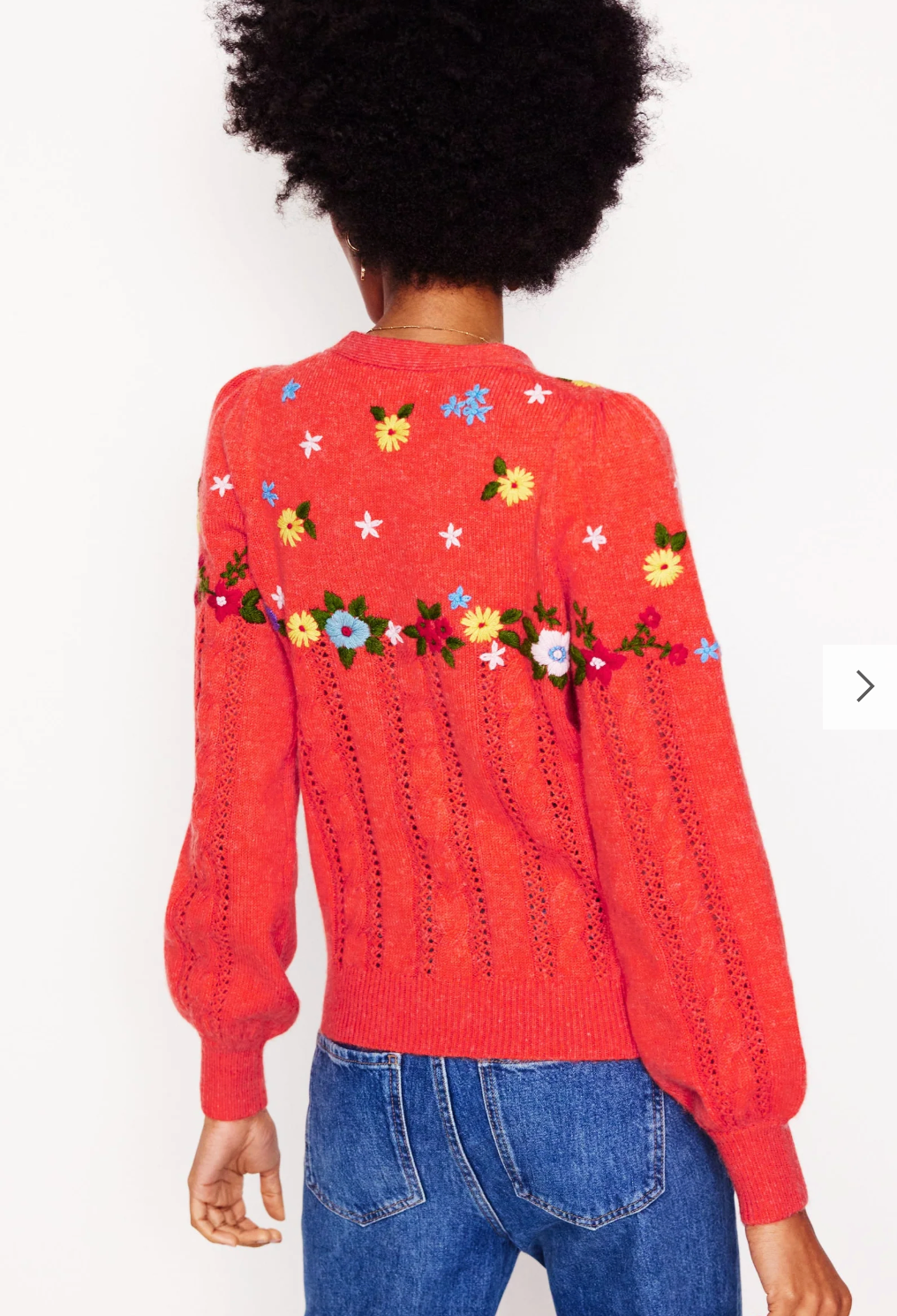 Boden Fluffy Embroidered Cardigan size L