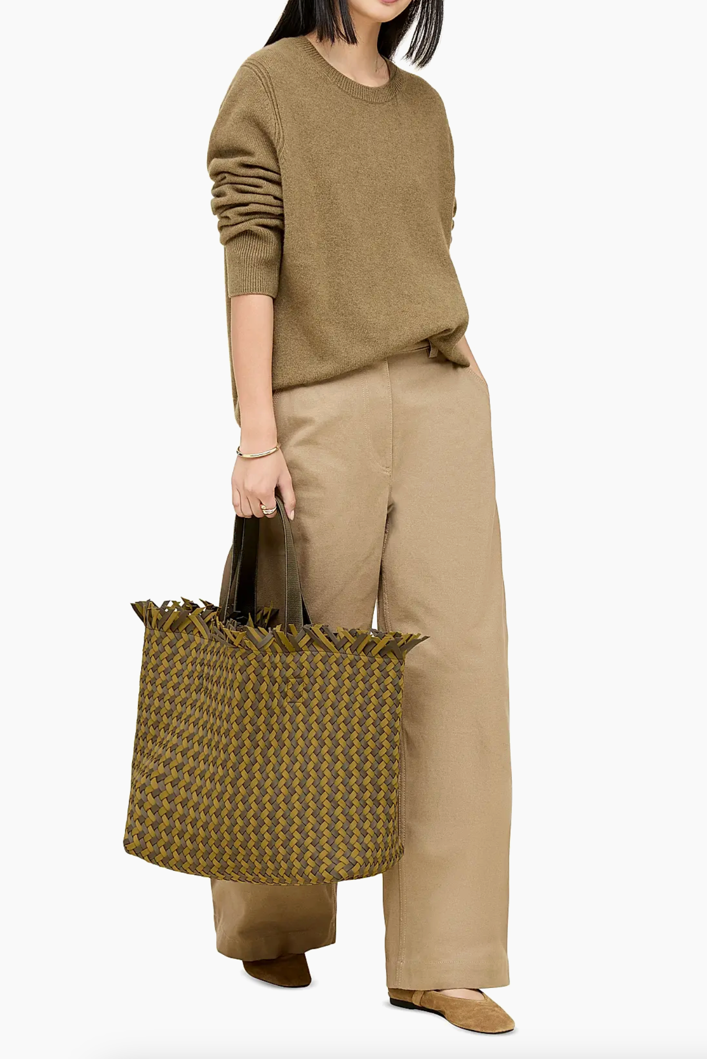 Naghedi Havana Large Basketweave Tote Bag