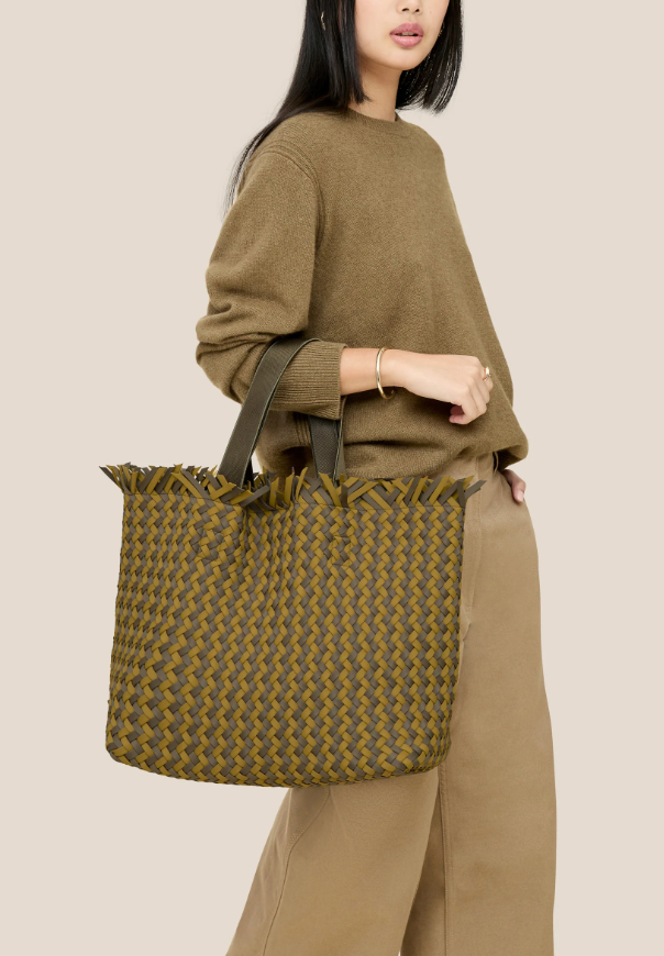Naghedi Havana Large Basketweave Tote Bag