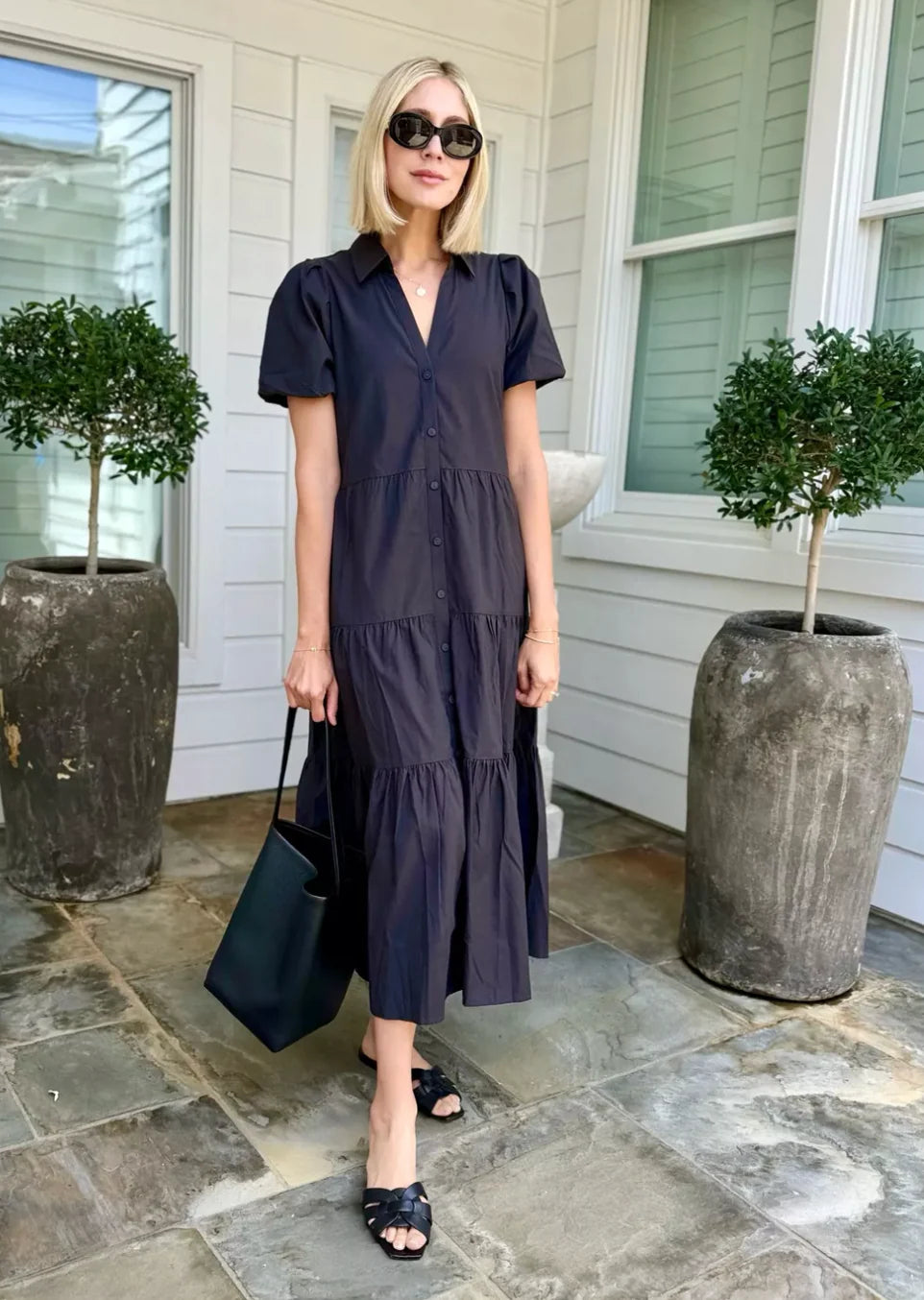 Brochu Walker Havana Midi Dress in Washed Black size S