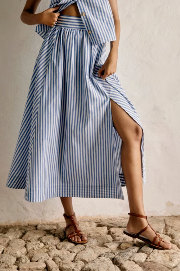 Sezane Arianna Skirt Blue Stripes size US 4
