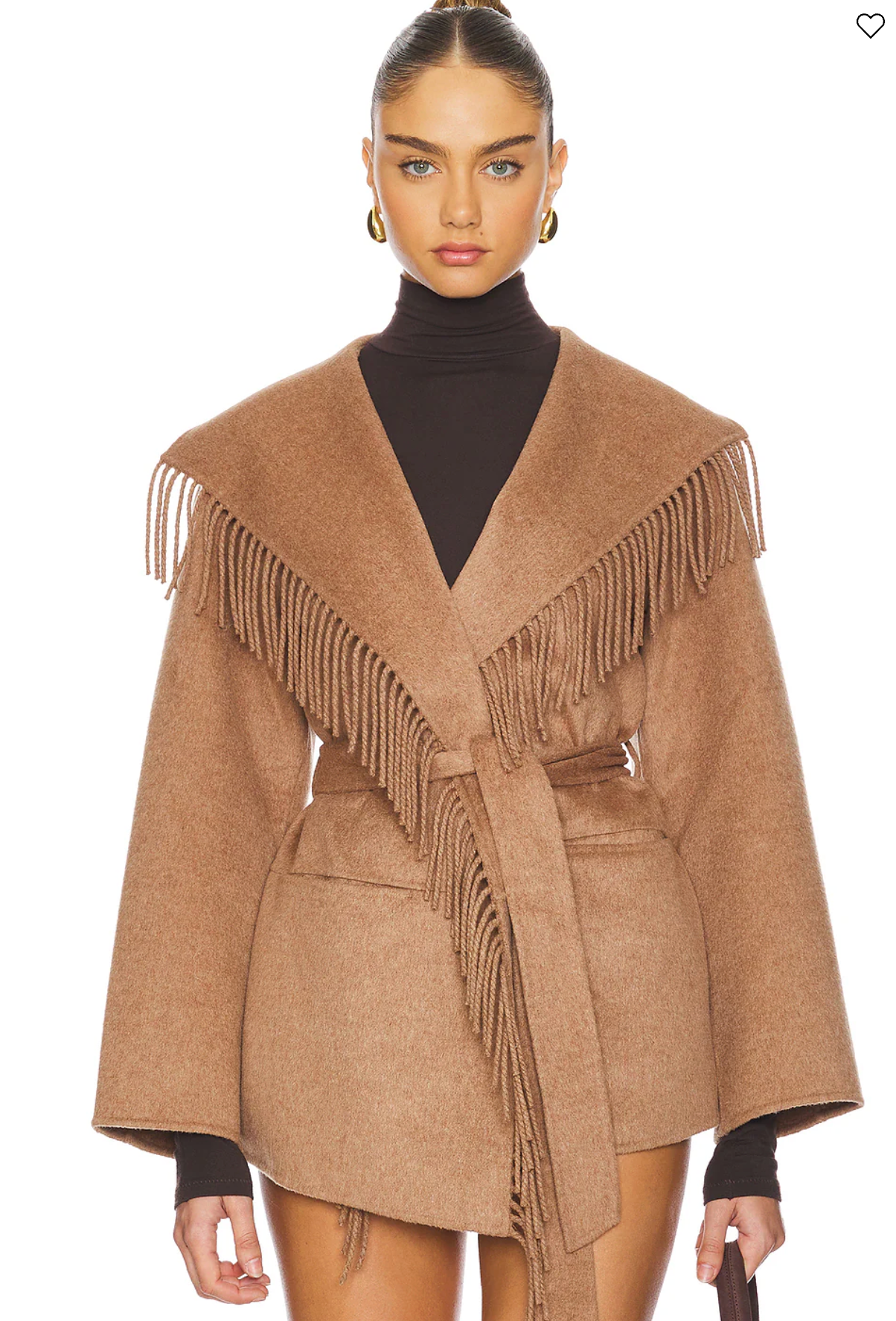 Simkhai Rowen Fringe Belted Wool-Blend Jacket size S