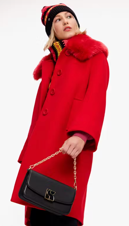 Kate Spade Faux Fur Wool Coat size 14