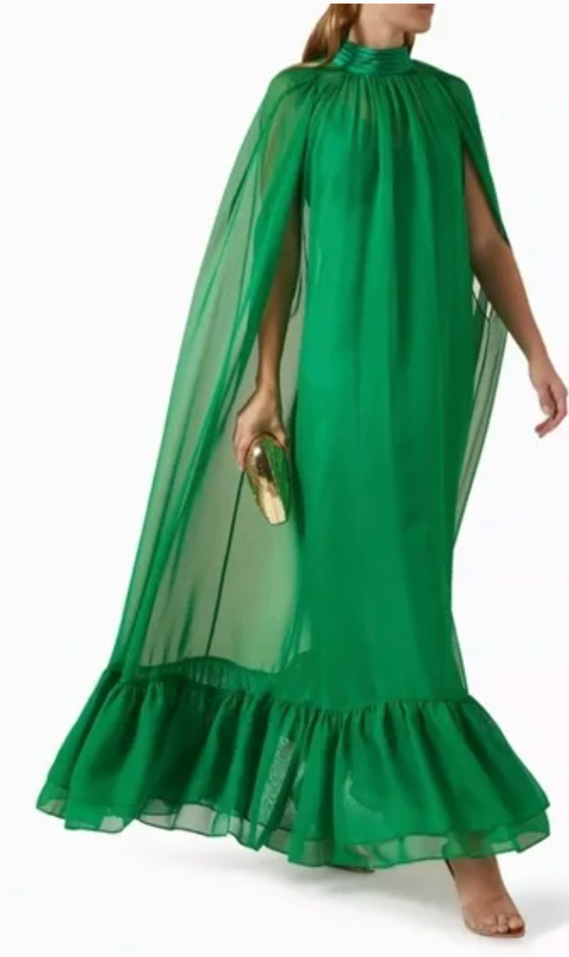 Alice and Olivia Lanelle Maxi Cape Dress in Chiffon size M