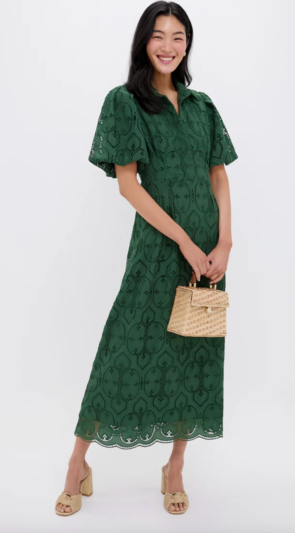Tuckernuck Olive Eyelet Delaney Dress size S