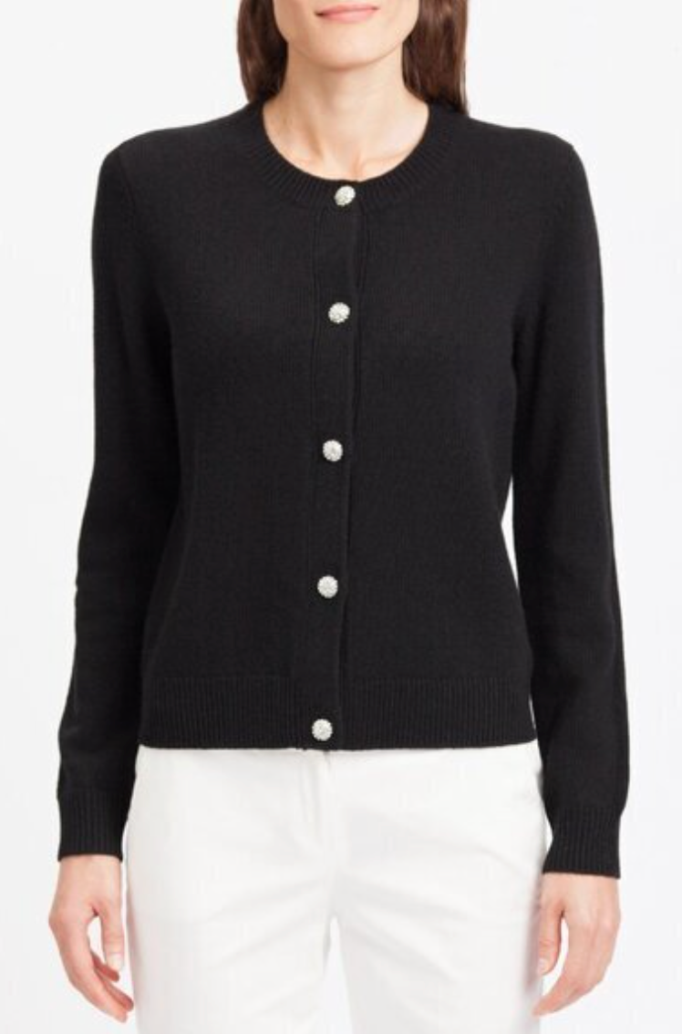 Tory Burch Wool Crystal Button Cardigan Black size XS