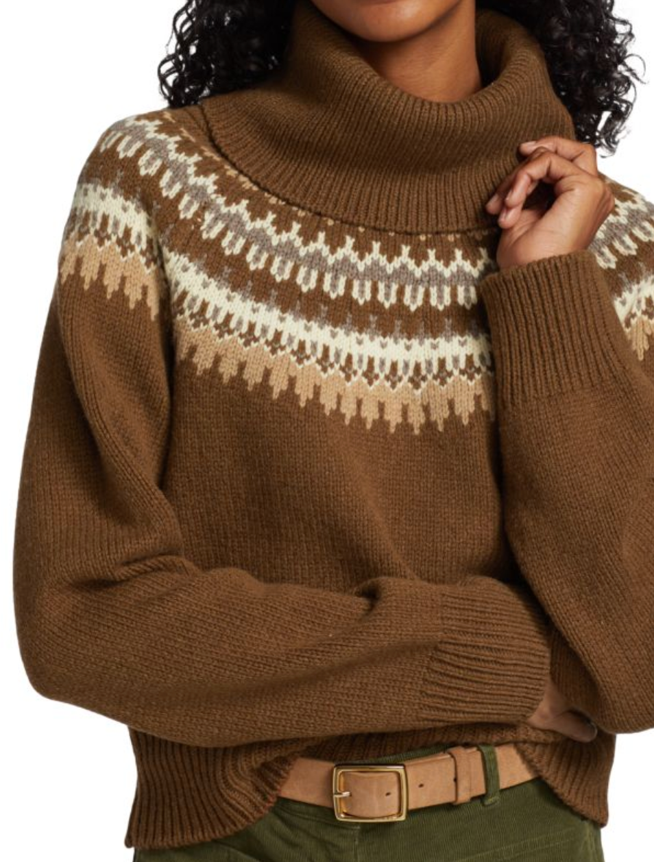 Nili Lotan Alesander Fair-Isle Turtleneck Sweater size XS