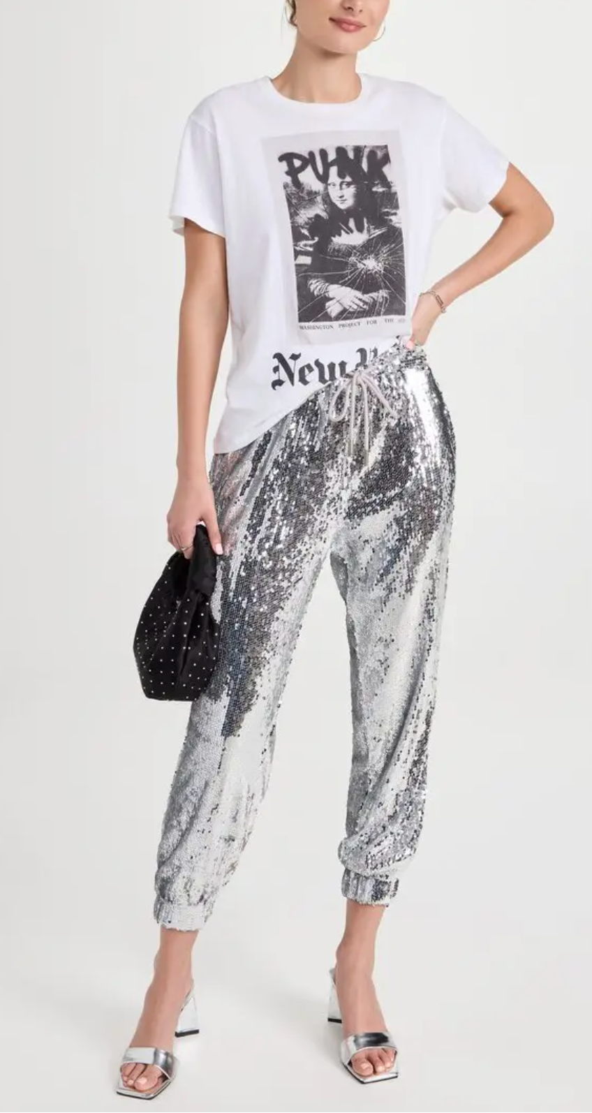 English Factory Sequin Joggers - Silver size S