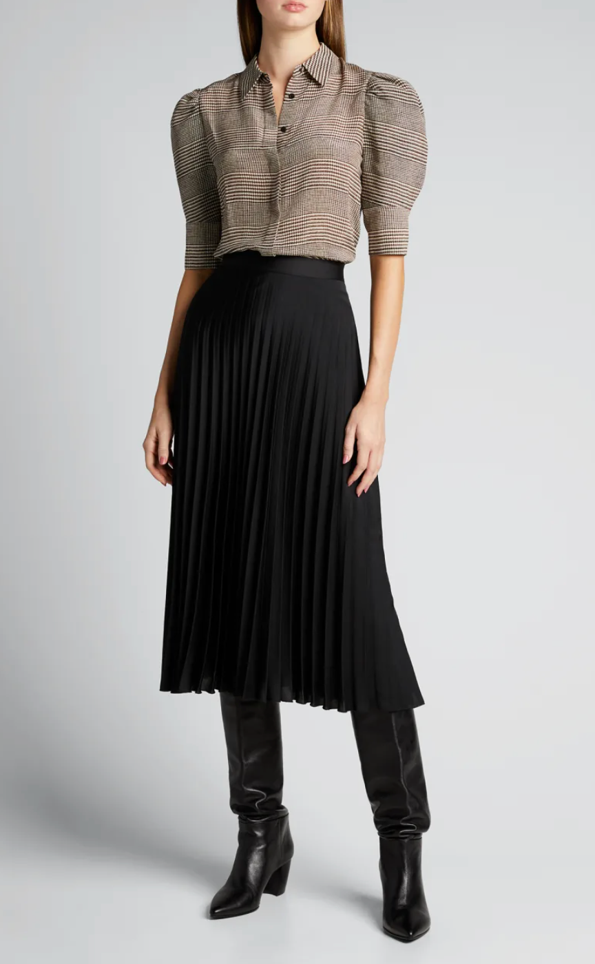 Alice and Olivia Willa Silk Top in Plaid size L