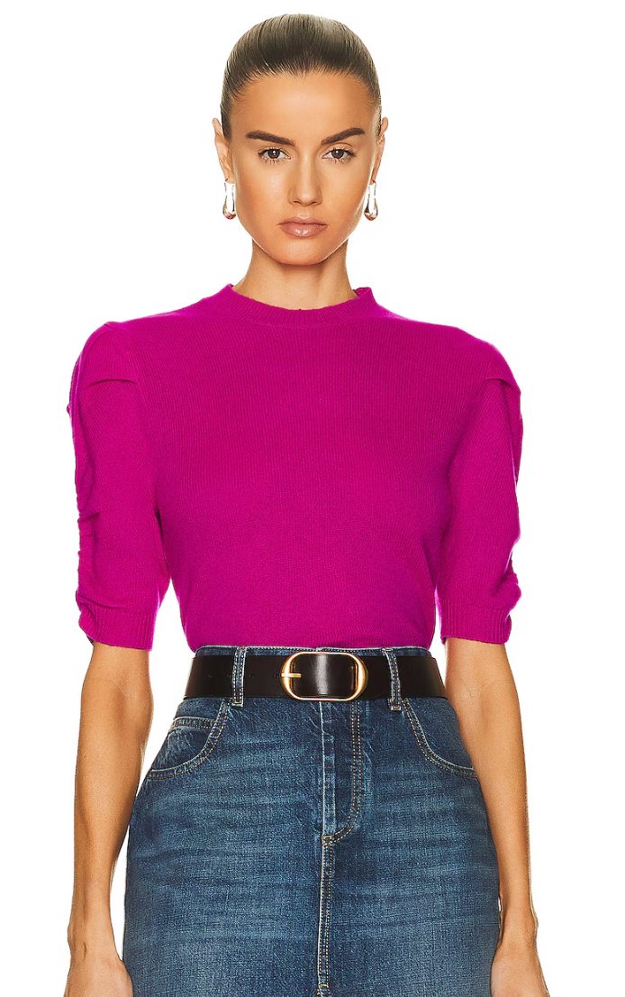 Frame Cashmere Puff Sleeve Knit Top size M