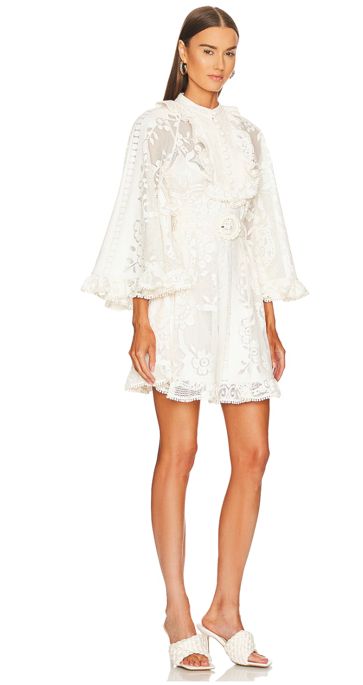 Zimmermann Tiggy Lace Ruffled Minidress size US 8