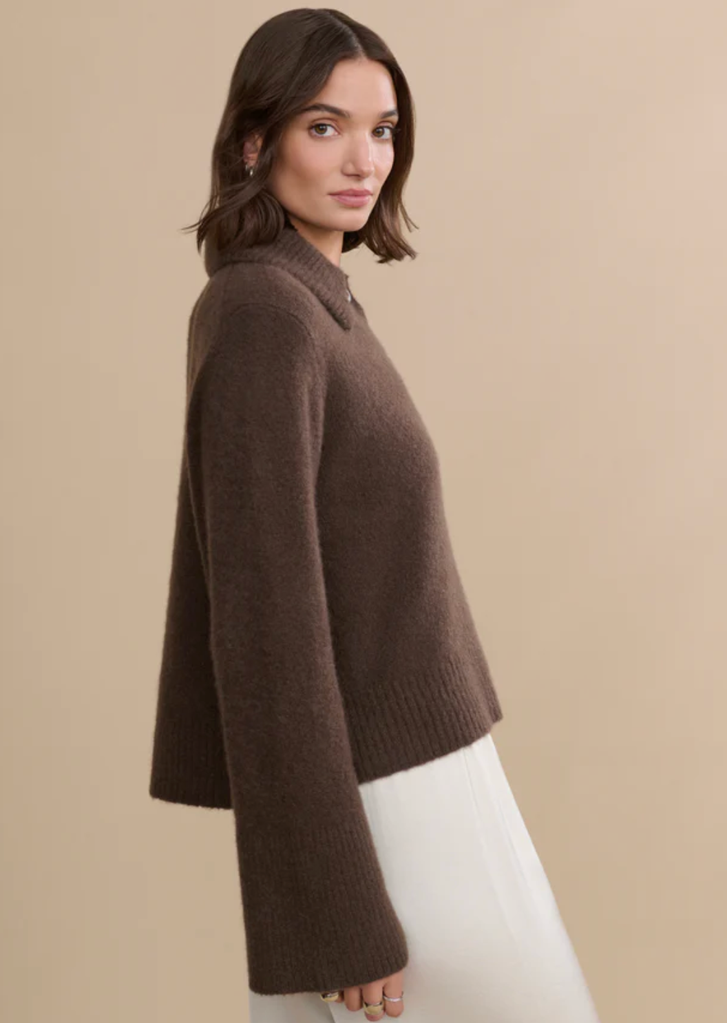 Jenni Kayne Cashmere Stevie Polo in Chocolate size M