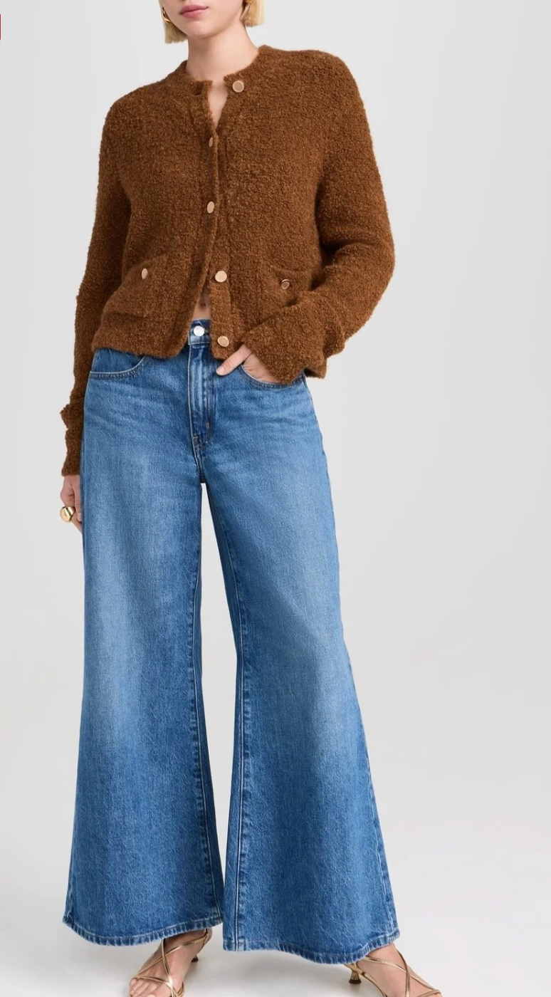 Frame Patch Pocket Cardigan - Camel size S