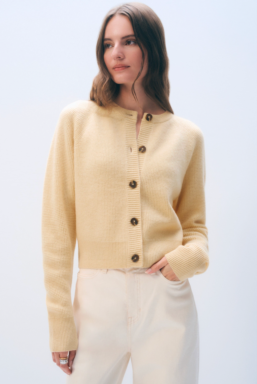 White and Warren Waffle Cashmere Cardigan size S
