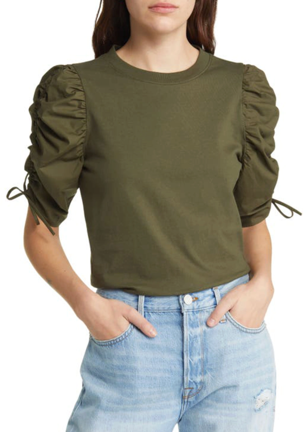 Frame Ruched Tie Sleeve Top size XS