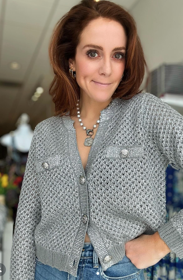L'Agence Blanca Sequin Crop Cardigan size M