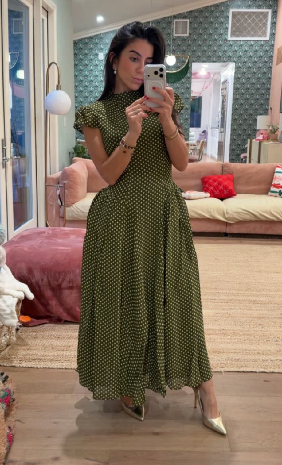 Reformation Maven Mock-Neck Chiffon Midi Dress size 4