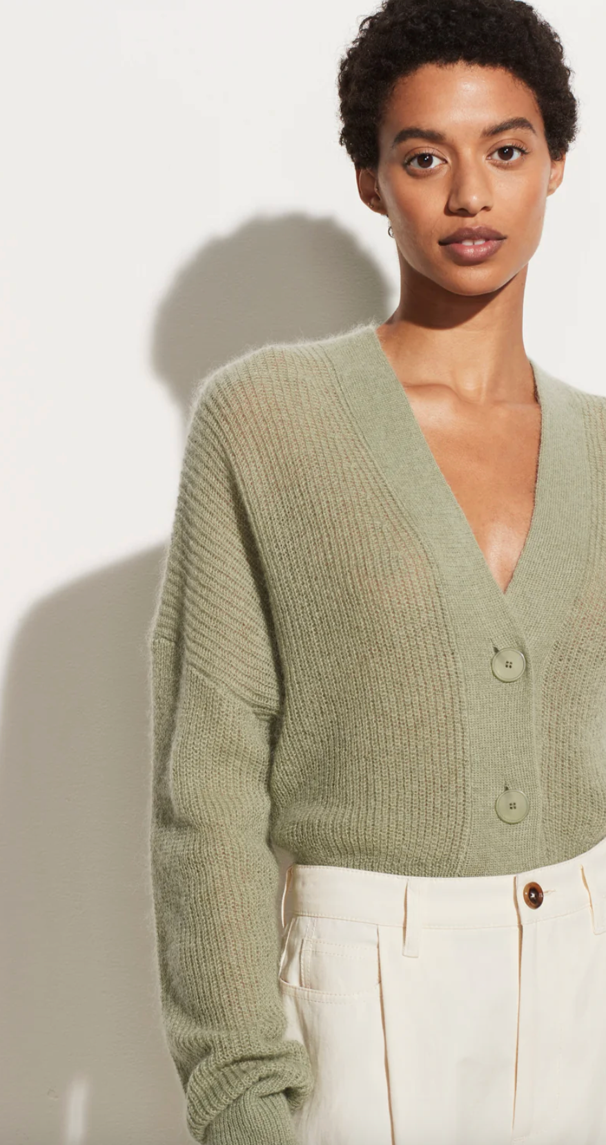 Vince Open Stitch Cardigan in Jade size M