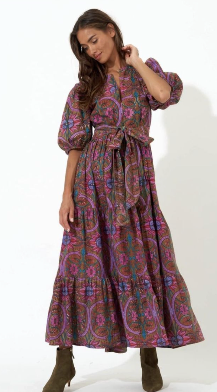Oliphant Puff Sleeve Maxi Dress size S