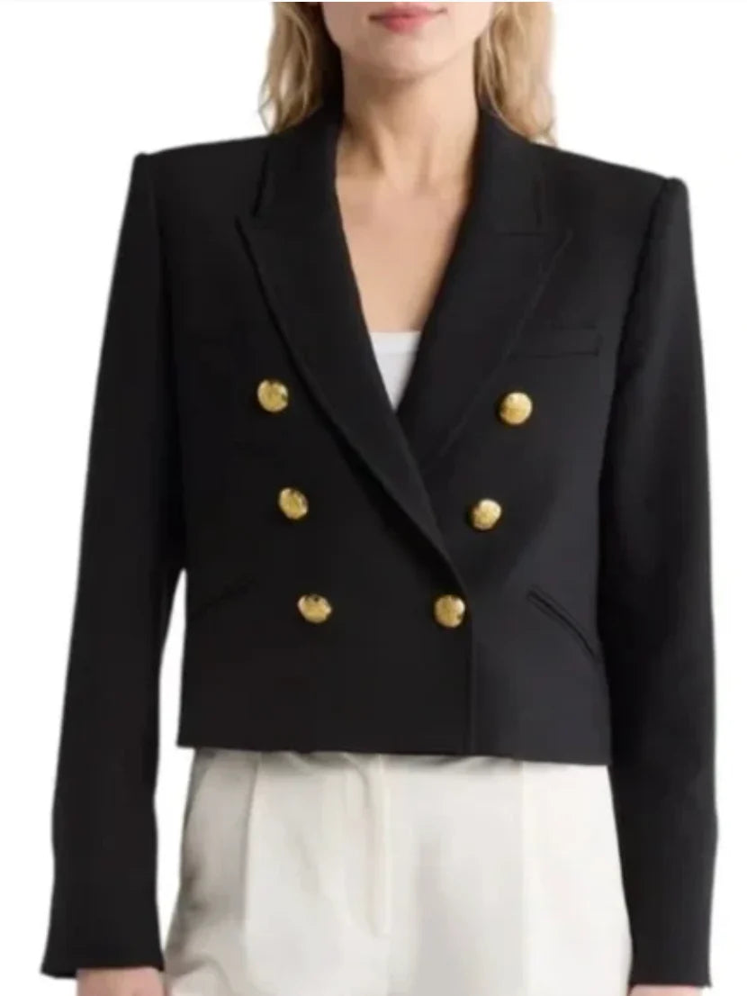 Veronica Beard Nevis Cropped Dickey Jacket Black and Gold size 4