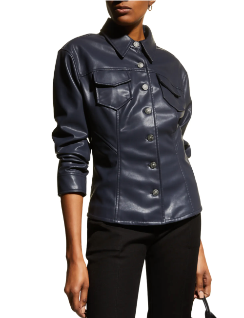 Cinq a Sept Black Leather Scrunched Canyon Jacket size 2