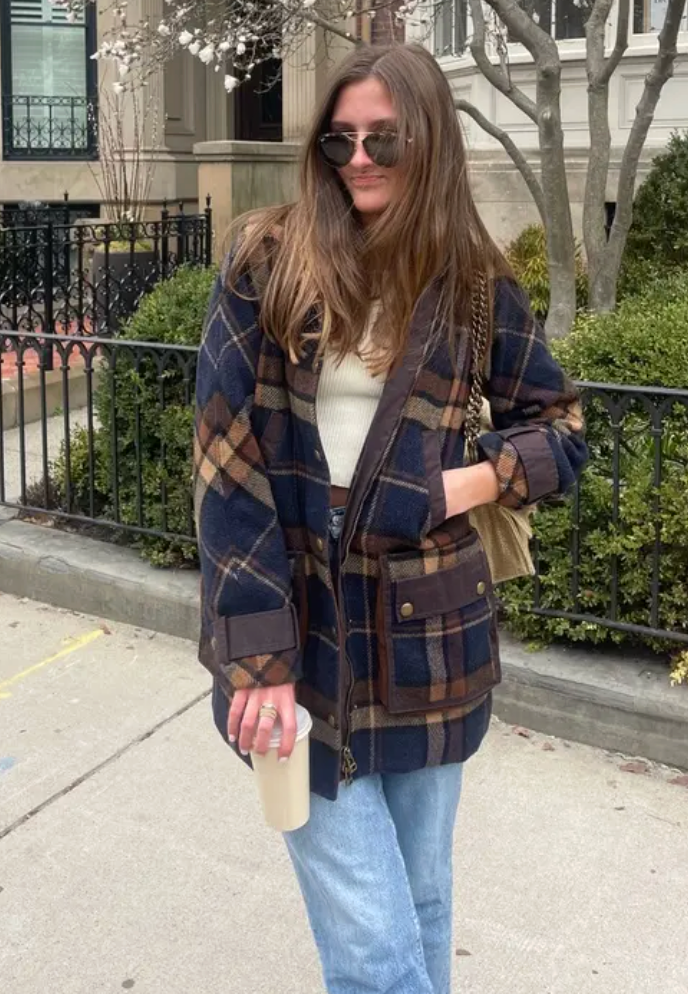 Veronica Beard Sonam Plaid Wool Blend Dickey Coat size S