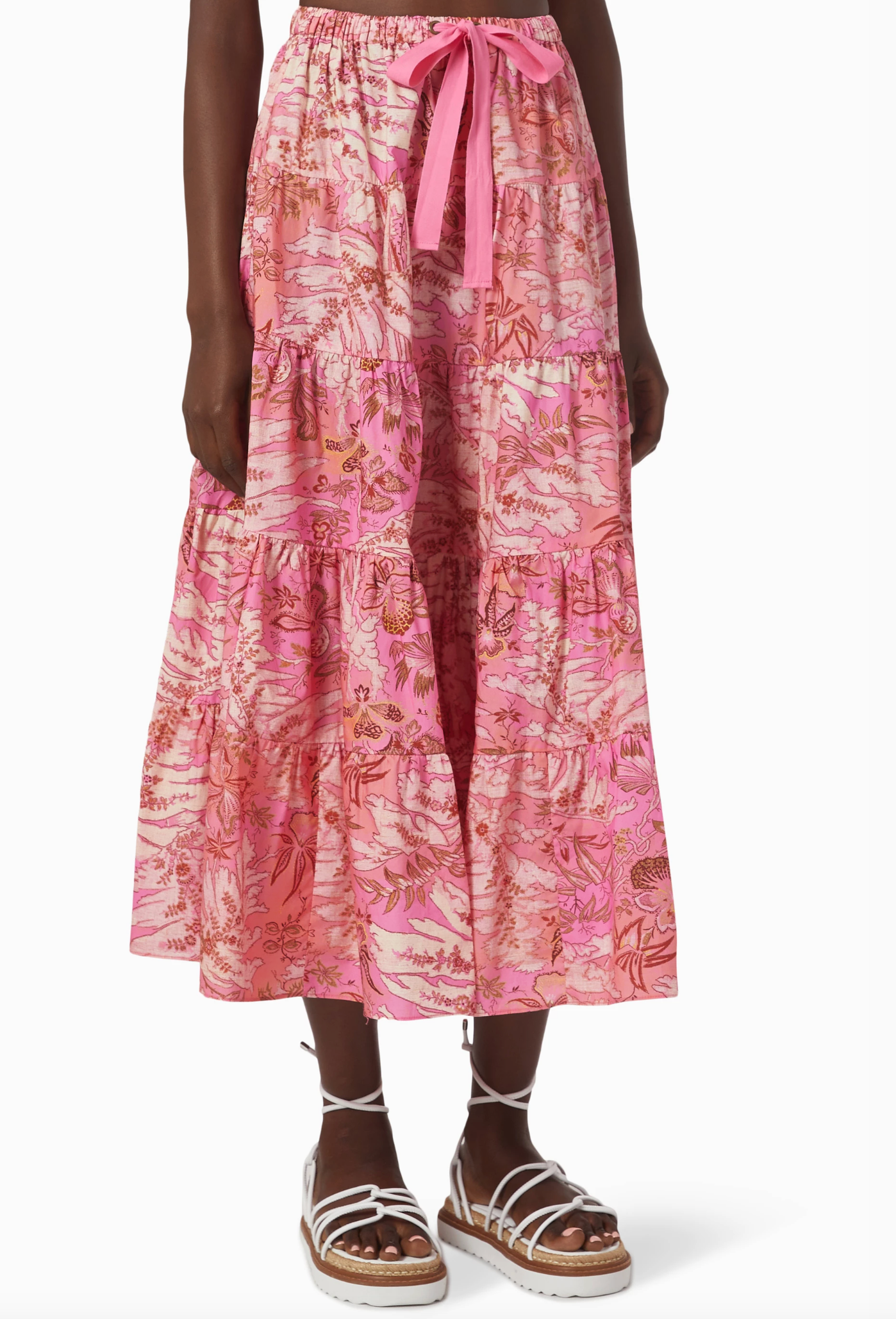 Ulla Johnson Makana Floral Tiered Midi Skirt in Cotton Poplin with Kalena Top size 0 / 2