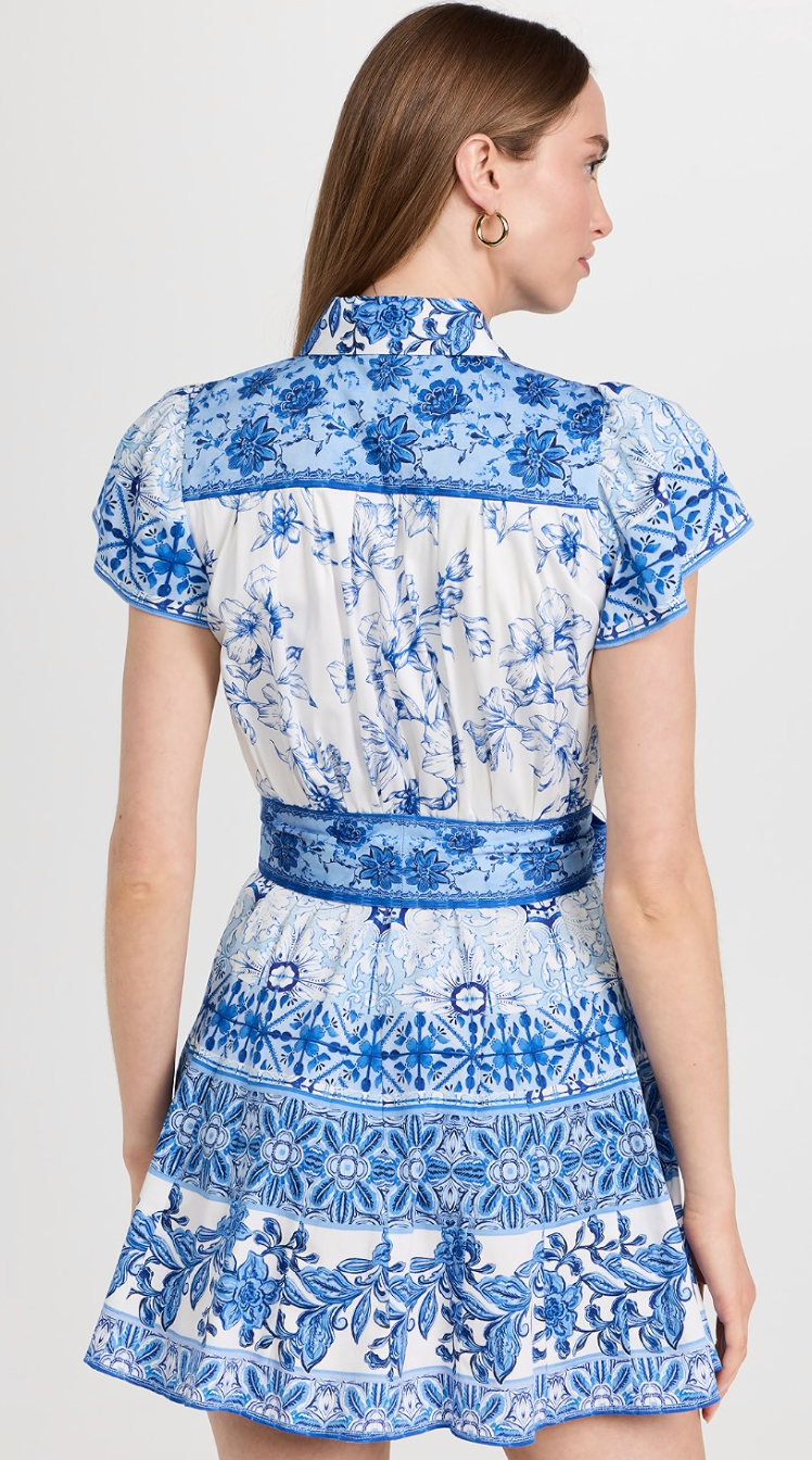 Alice and Olivia Tiffie Short Sleeve Mini Dress with Belt size 0