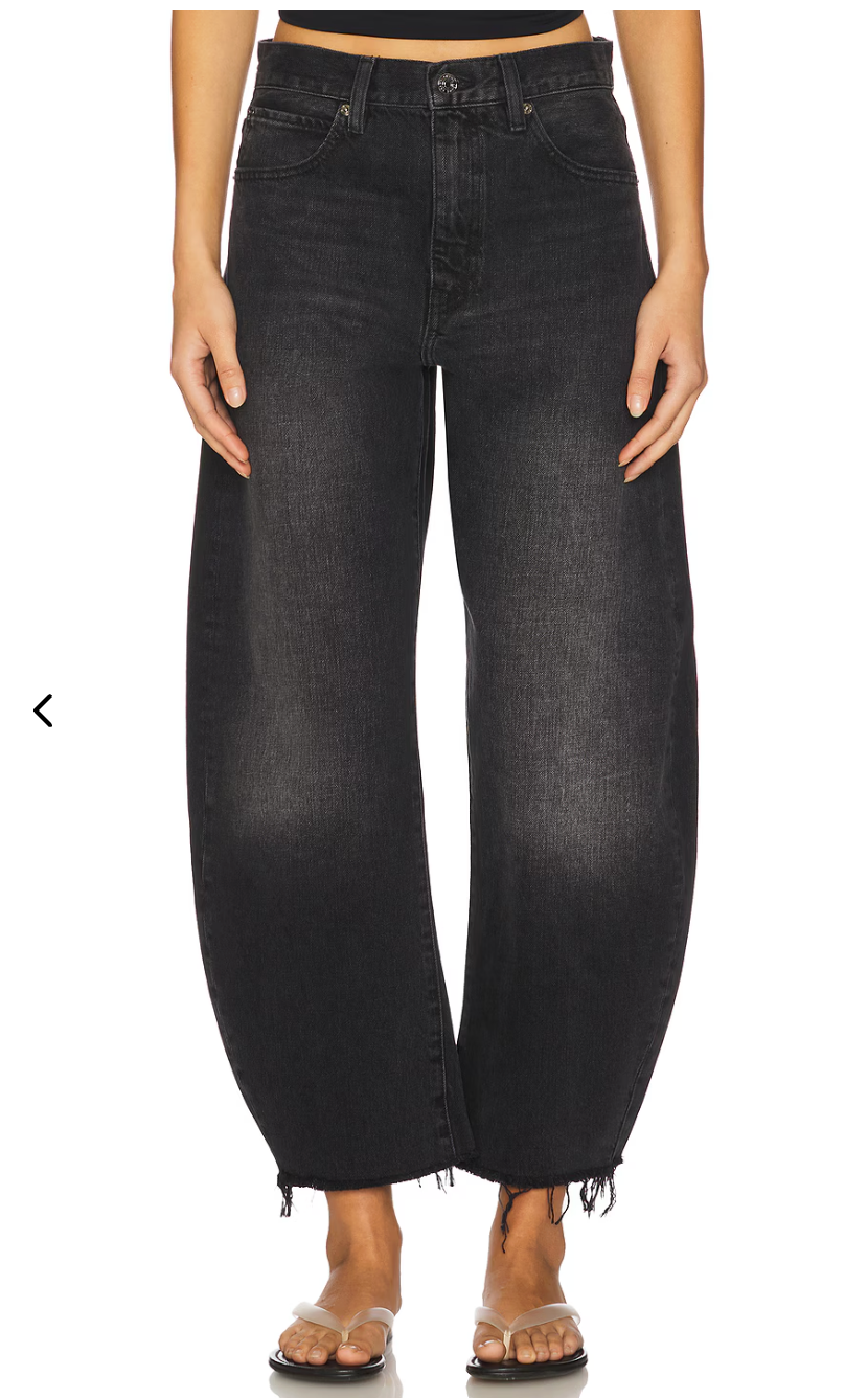 Frame The Bubble Cropped Frayed High Rise Barrel-Leg Jeans size 30