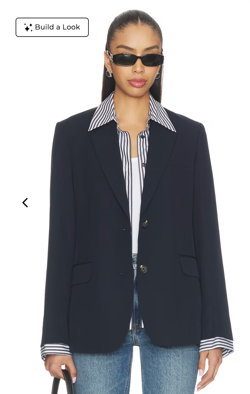 Rag and Bone Frank Navy Mixed-Media Blazer size 2
