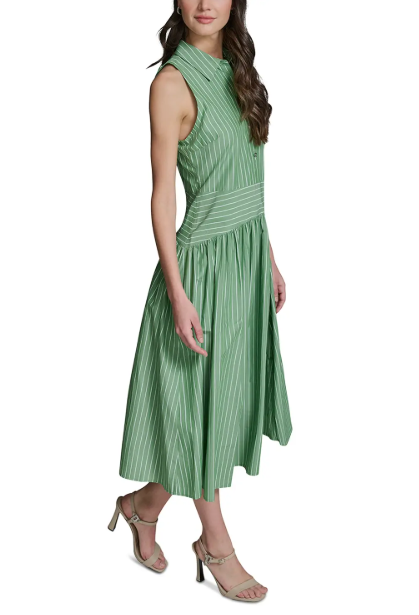 Karl Lagerfeld Striped Green Shirt Midi Dress size 2